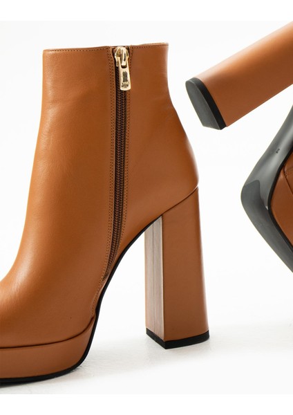 Kadın Bej Deri Platform Bot modelleri