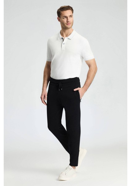 Bağcıklı Siyah Slim Fit Triko Pantolon fiyatları