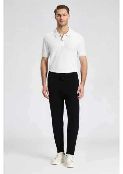 Bağcıklı Siyah Slim Fit Triko Pantolon modelleri