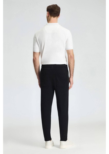 Bağcıklı Siyah Slim Fit Triko Pantolon indirimleri