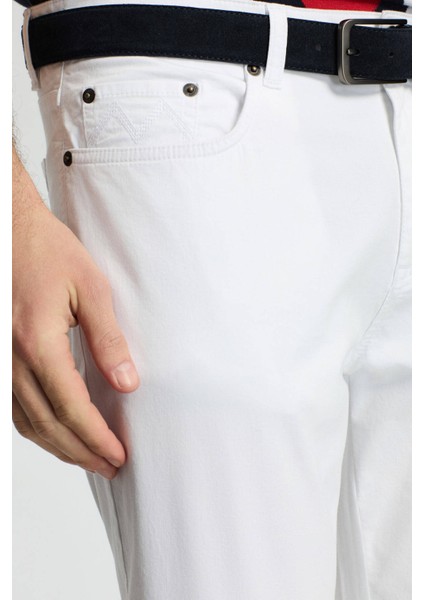 Pamuk Karışım Slim Fit 5 Cep Beyaz Chino Pantolon fırsatları