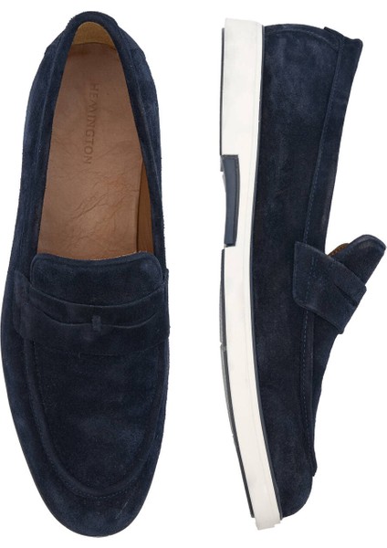 Süet Deri Lacivert Loafer