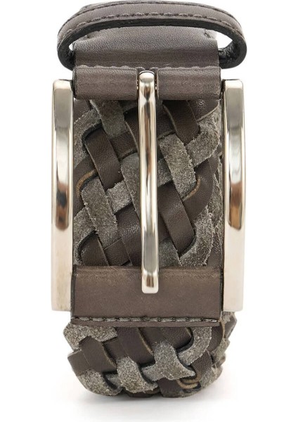 El Yapımı Örgü Orta Gri Kemer