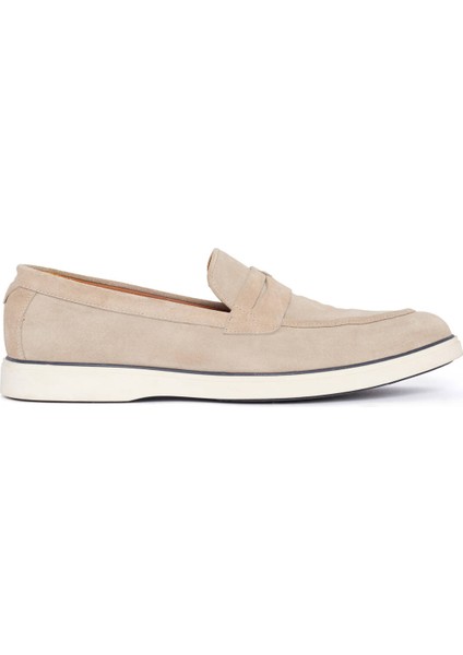 Süet Deri Krem Rengi Loafer