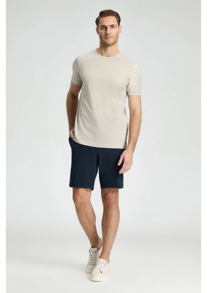 Baskılı Merserize Pamuk Açık Bej Bisiklet Yaka T-Shirt fiyatları