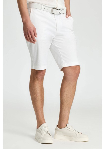 Pamuk Karışım Beyaz Chino Şort