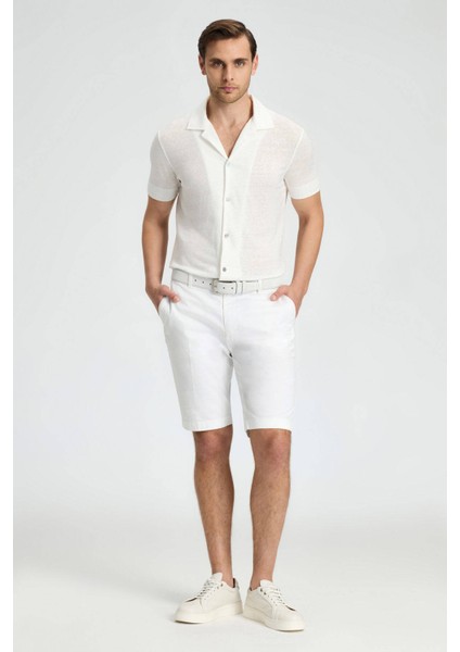 Pamuk Karışım Beyaz Chino Şort modelleri