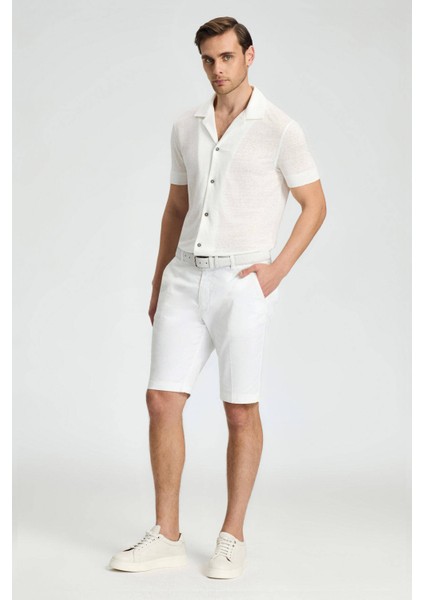 Pamuk Karışım Beyaz Chino Şort fırsatları