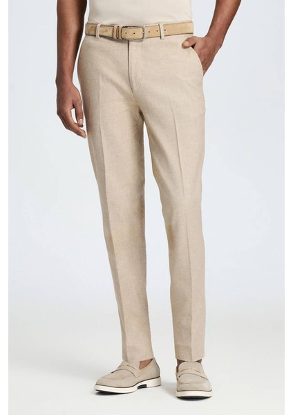 Pamuk Keten Karışım Kum Rengi Chino Pantolon