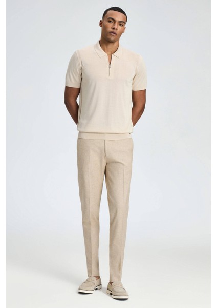 Pamuk Keten Karışım Kum Rengi Chino Pantolon modelleri