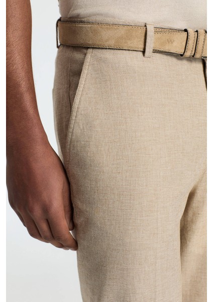 Pamuk Keten Karışım Kum Rengi Chino Pantolon indirimleri