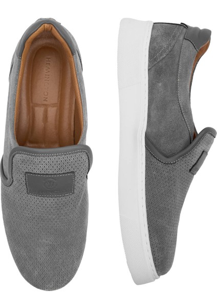 El Yapımı Süet Deri Açık Gri Spor Ayakkabı indirimleri