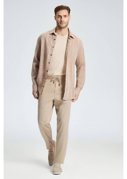 Etnik Desen Saf Keten Camel Gömlek fiyatları