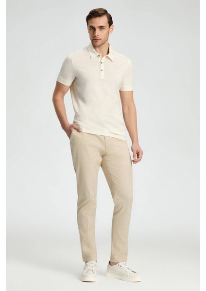 Merserize Pamuk Krem Rengi Polo Yaka T-Shirt fiyatları