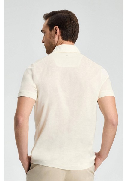 Merserize Pamuk Krem Rengi Polo Yaka T-Shirt indirimleri