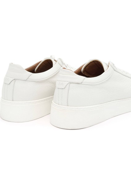 El Yapımı Beyaz Deri Sneaker