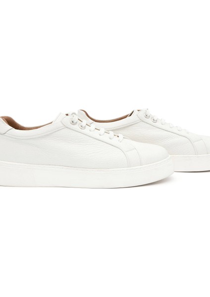 El Yapımı Beyaz Deri Sneaker