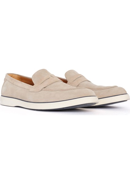 Süet Deri Krem Rengi Loafer