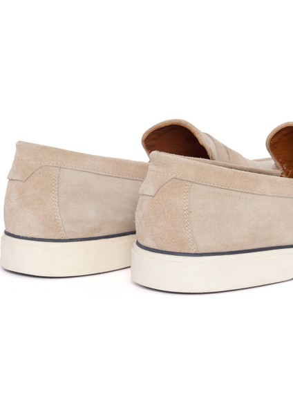 Süet Deri Krem Rengi Loafer