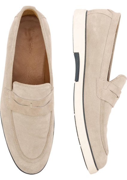 Süet Deri Krem Rengi Loafer