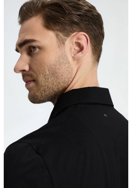 Merserize Pamuk Siyah Polo Yaka T-Shirt