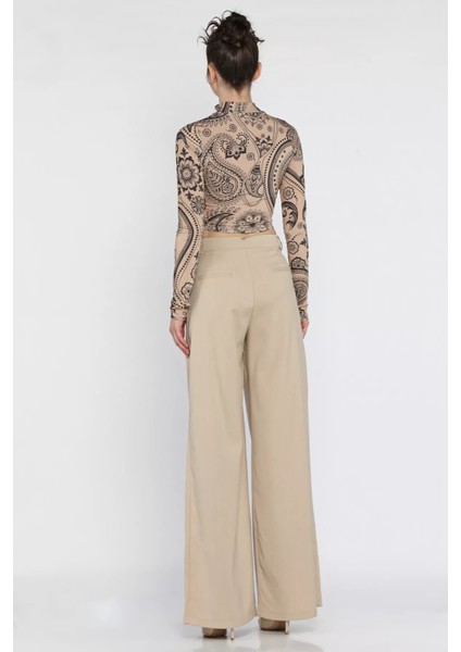 Kadın Yüksek Bel Pileli Kumaş Pantolon fırsatları