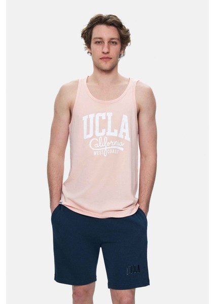 Pebble Toz Pembe Sıfır Kol Oversize Baskılı Oversize Erkek Tshirt