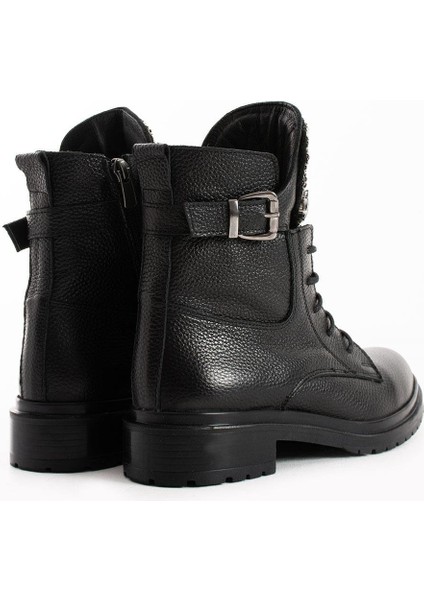 Kadın Hakiki Deri Aksesuarlı Bot Siyah fırsatları