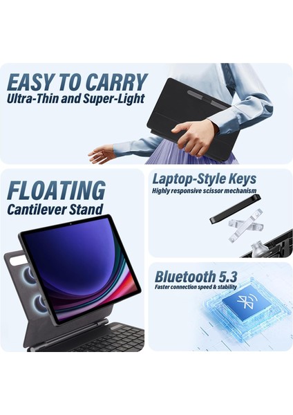 Samsung Galaxy Tab S10 Fe 10.9 Uyumlu Magic Keyboard Touchpad Rgb Işıklı Klavyeli Tablet Kılıfı SM-X520 X526B X528U 2025