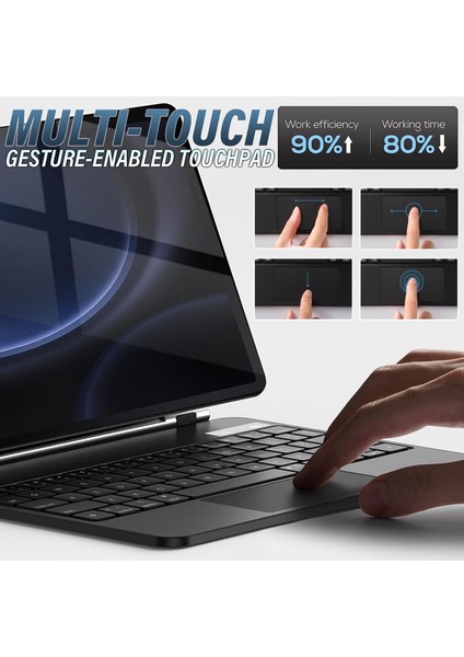 Samsung Galaxy Tab S10 Fe 10.9 Uyumlu Magic Keyboard Touchpad Rgb Işıklı Klavyeli Tablet Kılıfı SM-X520 X526B X528U 2025