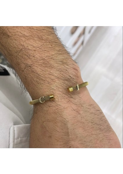 14 Ayar Altın Harfli Sarı Çelik Bileklik modelleri
