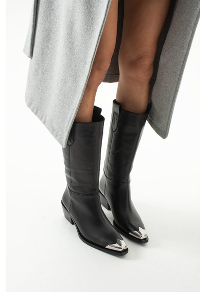 Kadın Hakiki Deri Çizme Siyah