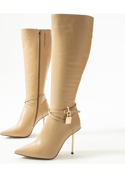 Kadın Hakiki Deri Aksesuarlı Çizme Camel fırsatları