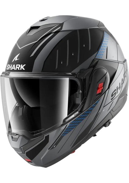 Oxo Rydger Mat Siyah-Gri-Mavi Çene Açılır Kask