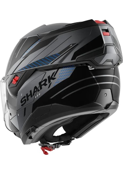 Oxo Rydger Mat Siyah-Gri-Mavi Çene Açılır Kask modelleri