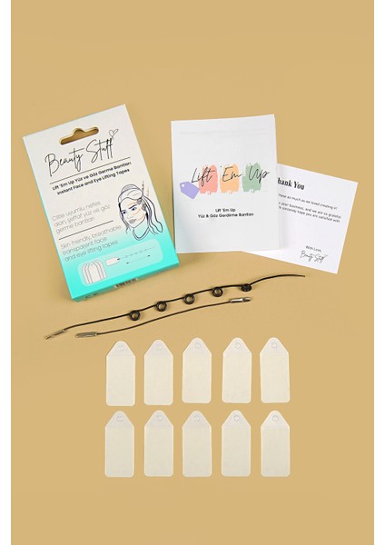 Lift 'em Up Yüz & Göz Gerdirme Bantları (10'lu Paket)-Siyah Lastikli (Made in USA)