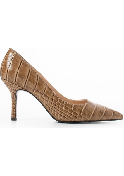 Kadın Deri Stiletto Taba