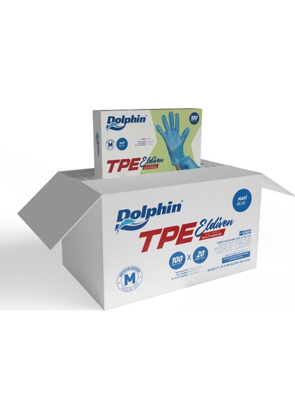 Mavi TPE Eldiven M Beden 100 Adet x 20 Paket - Koli