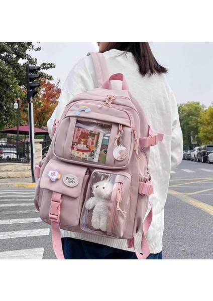 Büyük Boy Okul Çantası Rozetli Peluşlu Çok Cepli fiyatları