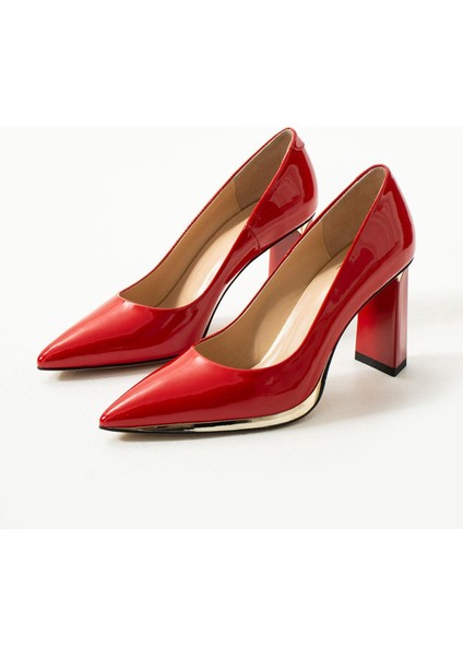 Kadın Hakiki Deri Topuklu Ayakkabı Kırmızı modelleri