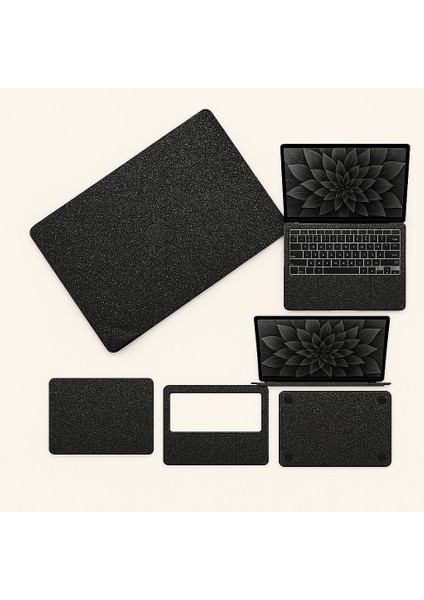 Macbook Pro 13 Inç 2020 M1 Işlemci Için 360 Full Kaplama Koruma Sticker Çizilmez Film Kaplama Simli Siyah