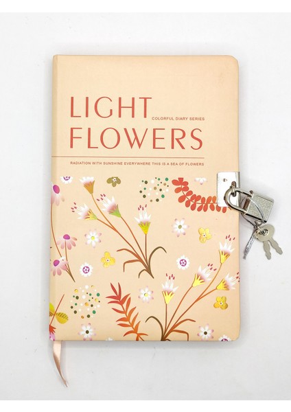 Flowers Hatıra Defteri (Günlük) Kilitli Defter 80 Yaprak - Sarı