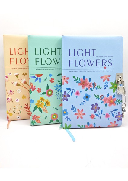 Flowers Hatıra Defteri (Günlük) Kilitli Defter 80 Yaprak - Sarı