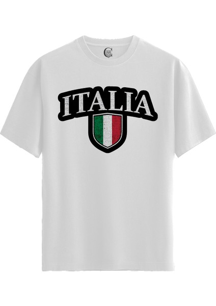 Italia Shield - Pamuklu Erkek Beyaz Tişört - Premium Quality