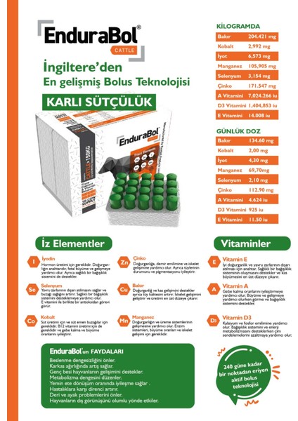 ENDURABOL Bolus Ithal Süt Artırıcı (20 Adet ) fırsatları