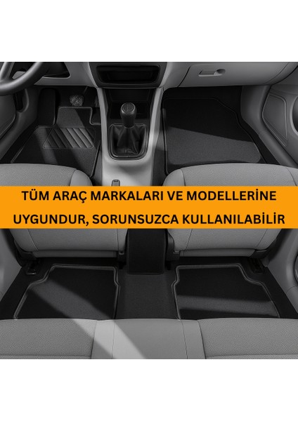 Oto Paspas Halı Kaymaz Taban Yıkanabilir Silinebilir Universal Tüm Araç ve Modellere Uyumlu Lüks Siyah Tpr Taban 4 Parça Siyah modelleri