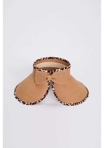 Fiyonk Detaylı Katlanabilir Siyah Bej Vizör Plaj Şapkası 17 fiyatları