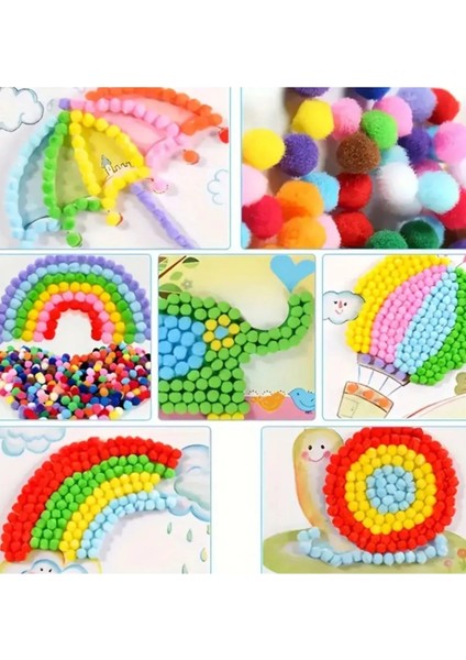 Renkli Pon Pon 3 cm 100 Adet Dıy, Etkinlik, Elişi Malzemeleri.