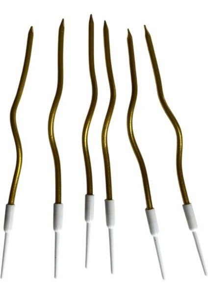 Eğik Pasta Mumu Altın Renkli 6 Lı 14 cm
