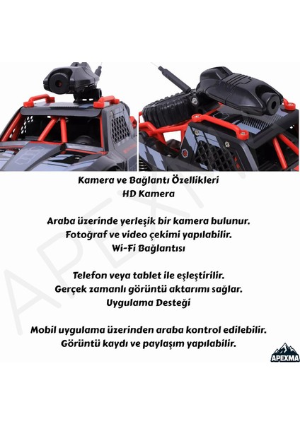 Uzaktan Kumandalı Full Fonksiyon Kameralı Wi-Fi Bağlantılı Fotoğraf Video Çekimli Off-Road Araba fiyatları